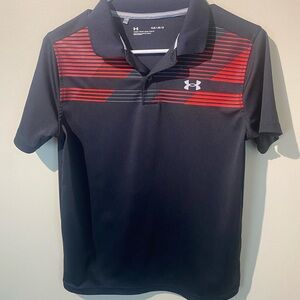 Boys large Under Armour Black and Red Polo Shirt